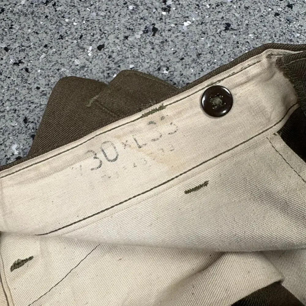 Vintage 1940s WW2 US Army Wool Wide Leg Button Fly Field Trousers